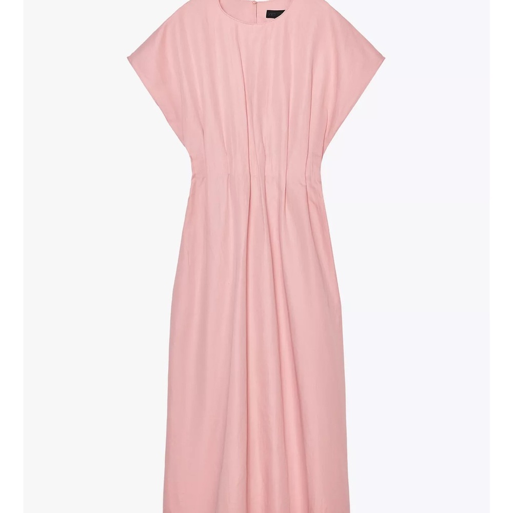 Zara Pink Sheath Pleated Midi Dress for Work - size M (NEW) - Picture 4 of 6